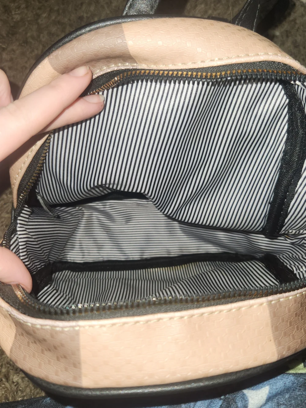 Stylish Pink and Black Striped Mini Backpack